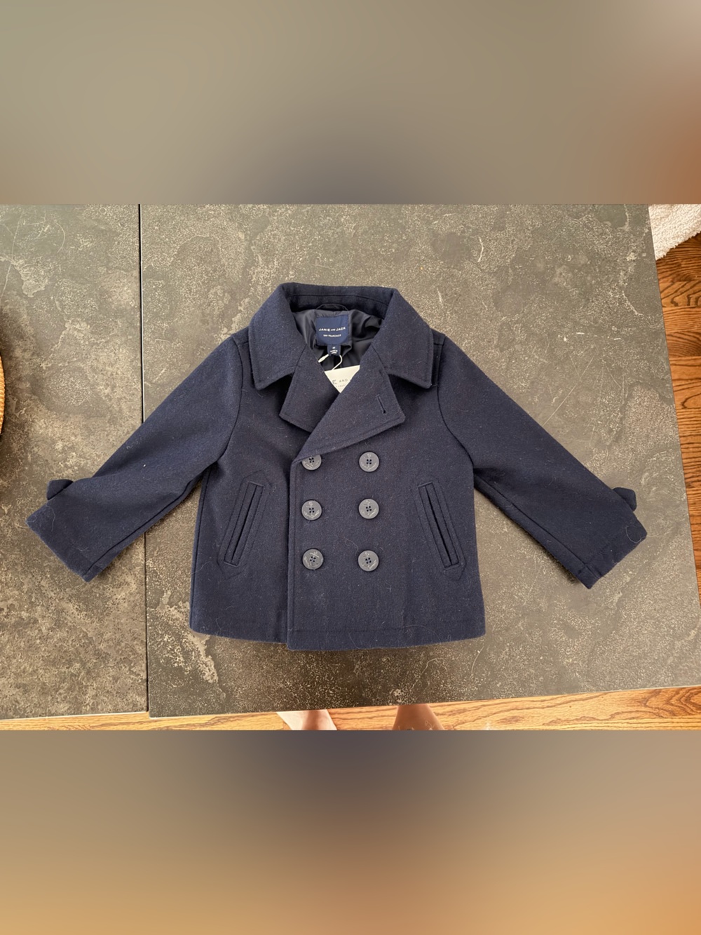 Janie and Jack Navy Double-Breasted Peacoat